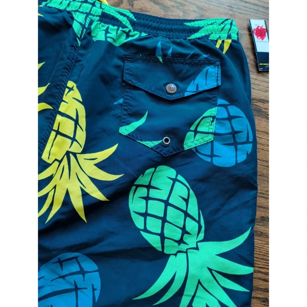 Polo Ralph Lauren Swim Trunks Blue Pineapple Mesh Lined Pony Logo Tropical XXL